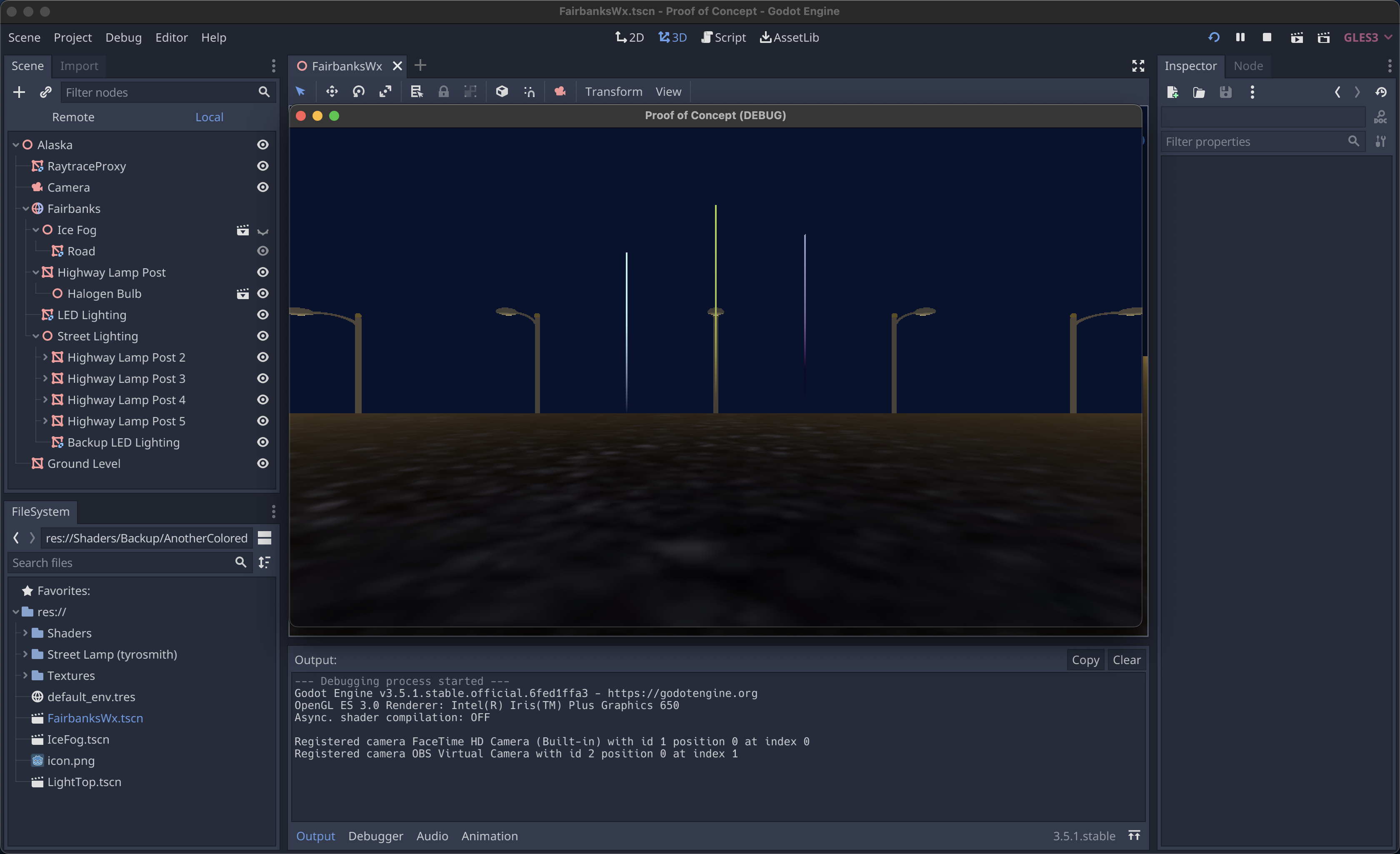 Final Screenshot of Light Pillars Project